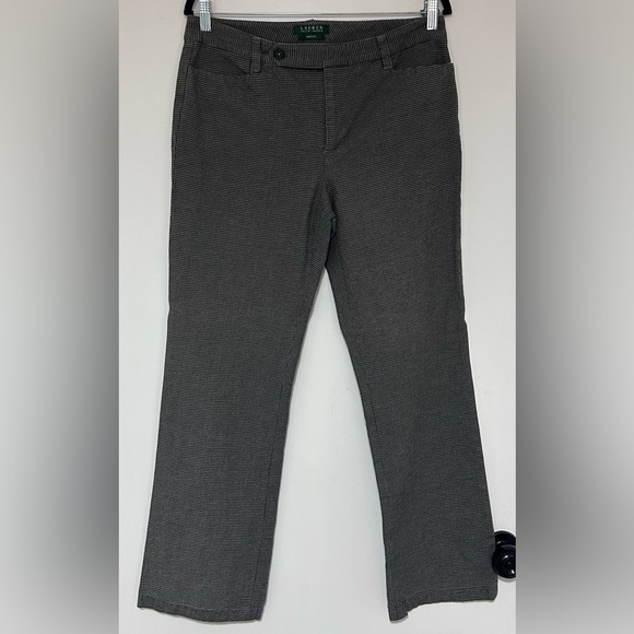 ⭐️ Lauren Ralph Lauren Black and Gray Houndstooth Adele Straight Pant Size 10 - Picture 1 of 7
